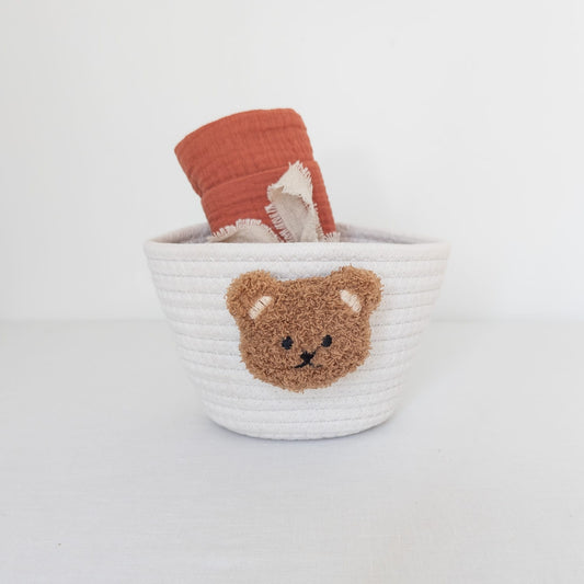 Mini Woven Cotton Teddy Bear Basket